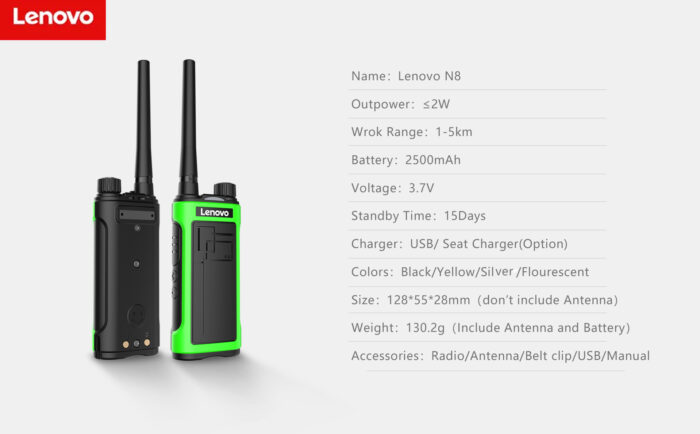 Lenovo N8 walkie talkie UHF 5W Long Range Two Way Radio - Image 9