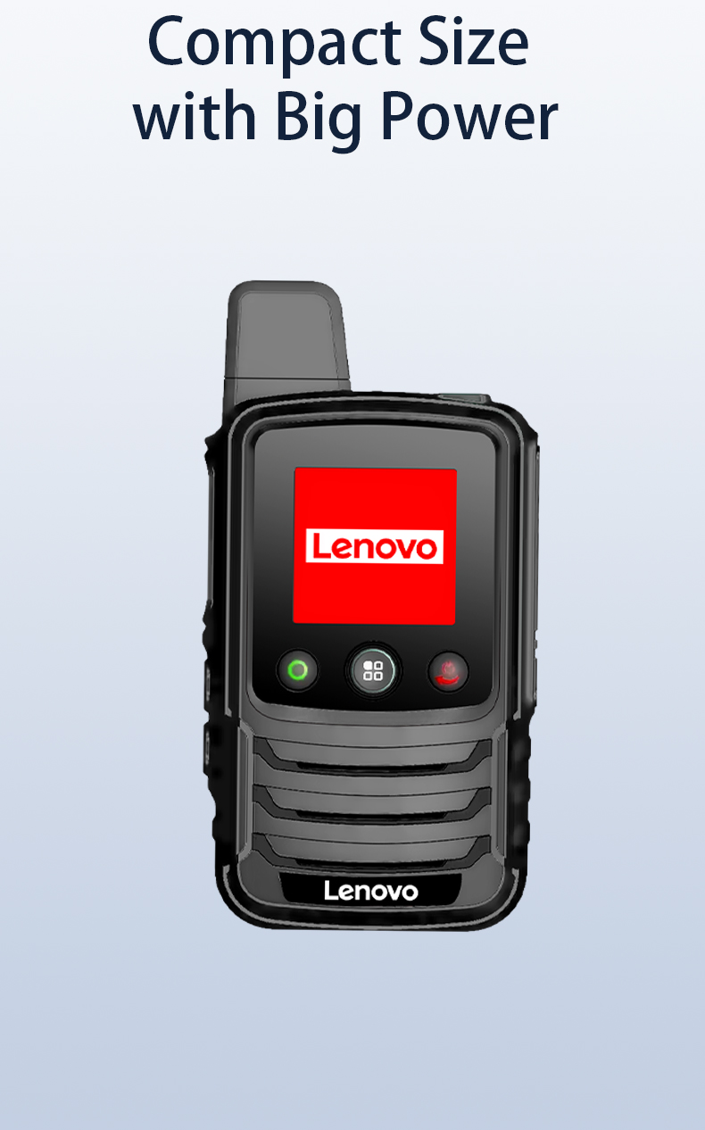 Lenovo CL328 Walkie Talkie emphasizing its compact size and powerful features