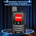 Lenovo CL328 rugged walkie-talkie on display with highlighted features