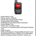 Spec sheet of Lenovo CL328 Walkie Talkie listing features and usage scenarios