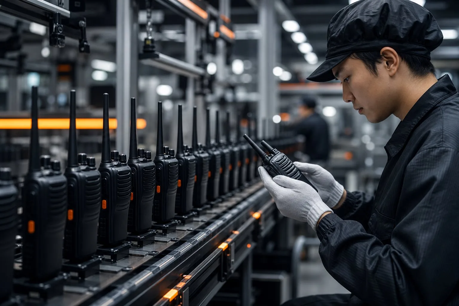 Walkie talkie production line with quality inspection at LUOTWO OEM factory