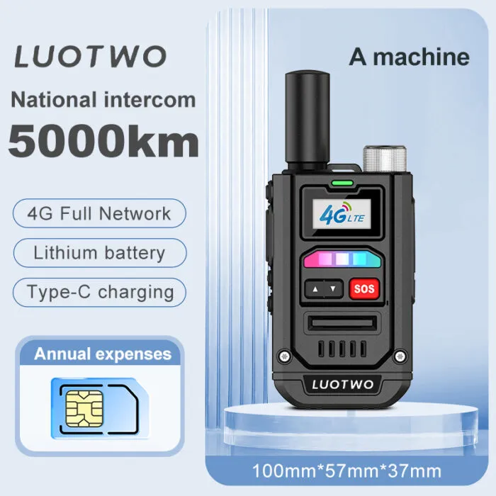 2er-Set LUOTWO N6800 Global-PTT-Funkgerät – Weitbereichs-4G-Funkgerät mit GPS & 5000 km Abdeckung