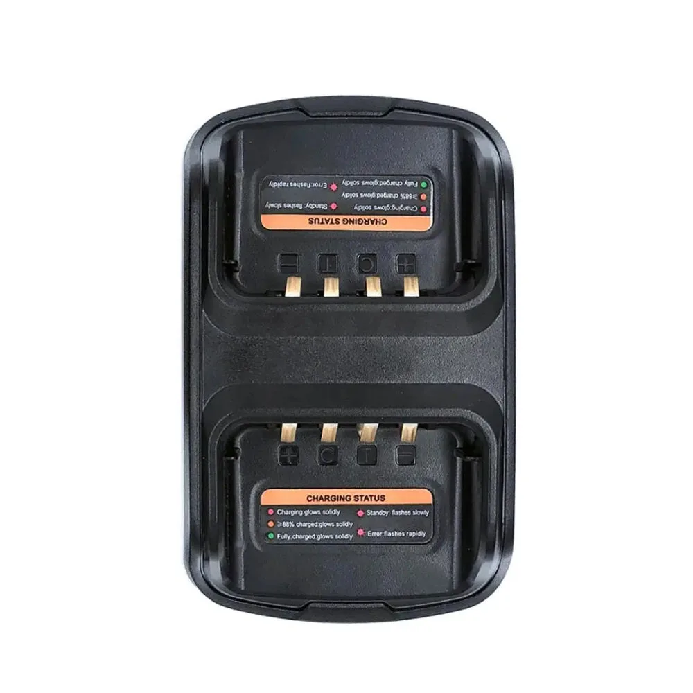 CH10A06 Dual Pocket Charger for Hytera Radios PD705 PD785 PD505 PD605 PD685 QC1.0 5W DC Port ABS Material Electric - front view شاحن مزدوج CH10A06 لأجهزة Hytera PD705 وPD785 وPD505 وPD605 وPD685 بشحن سريع QC1.0 بقوة 5 واط