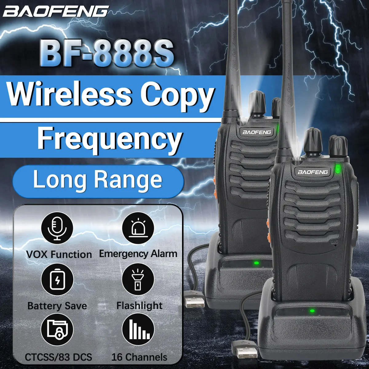 Baofeng BF-888S Pro Upgrade Walkie Talkie - 2PCS Long Range Portable Ham Radio for Hunting & Ou