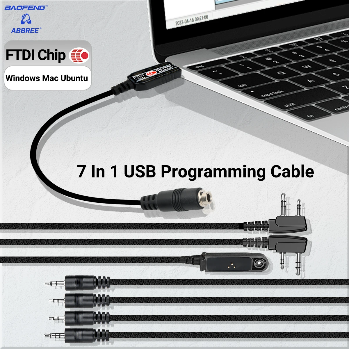 Ultimate 7-in-1 FTDI USB Programming Cable for Baofeng, Quansheng & Motorola Ham Radios - Enhan
