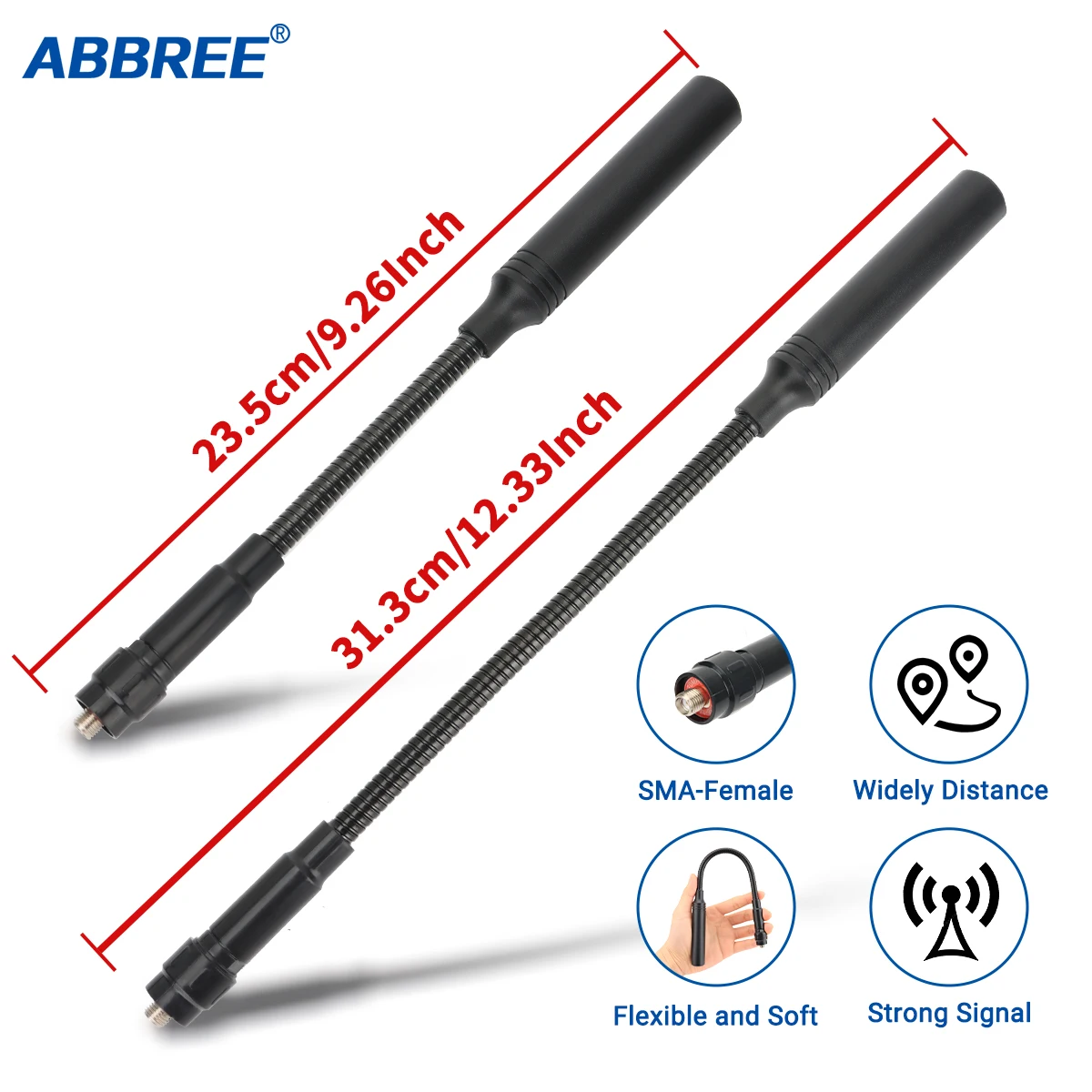 Antenne Tactical AR-168 Gooseneck - Dual Band SMA-Female pour Quansheng et Baofeng UV Series