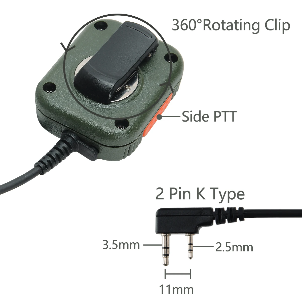 Baofeng AR-152 Micrófono Táctico Remoto con Altavoz - Volumen Ajustable, Conector K para Walkie UV-5R S9 PLUS 