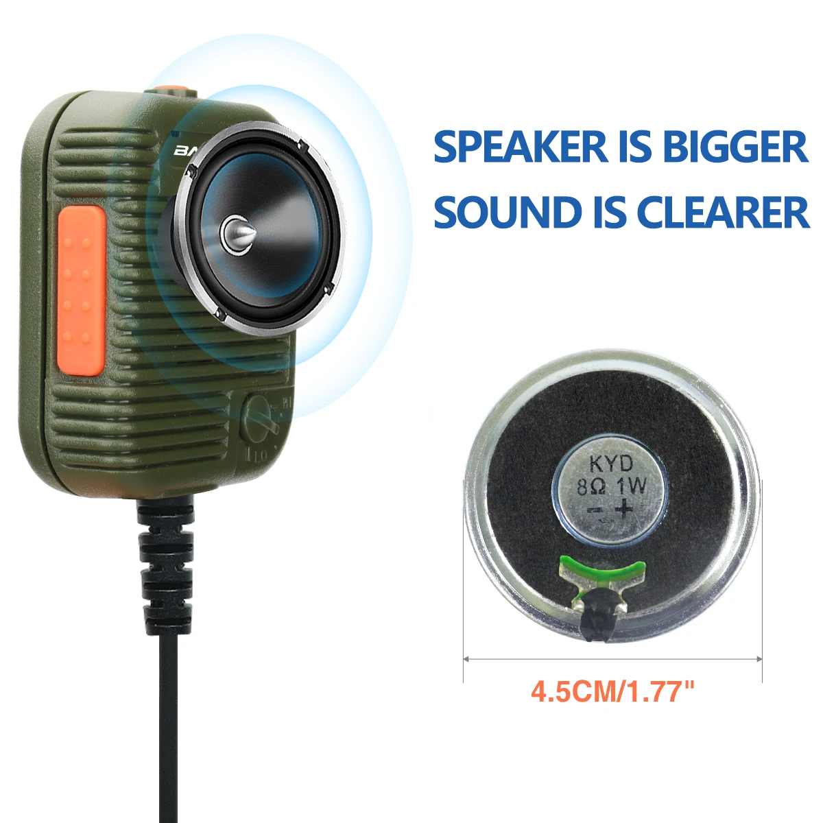 Baofeng AR-152 Micrófono Táctico Remoto con Altavoz - Volumen Ajustable, Conector K para Walkie UV-5R S9 PLUS 