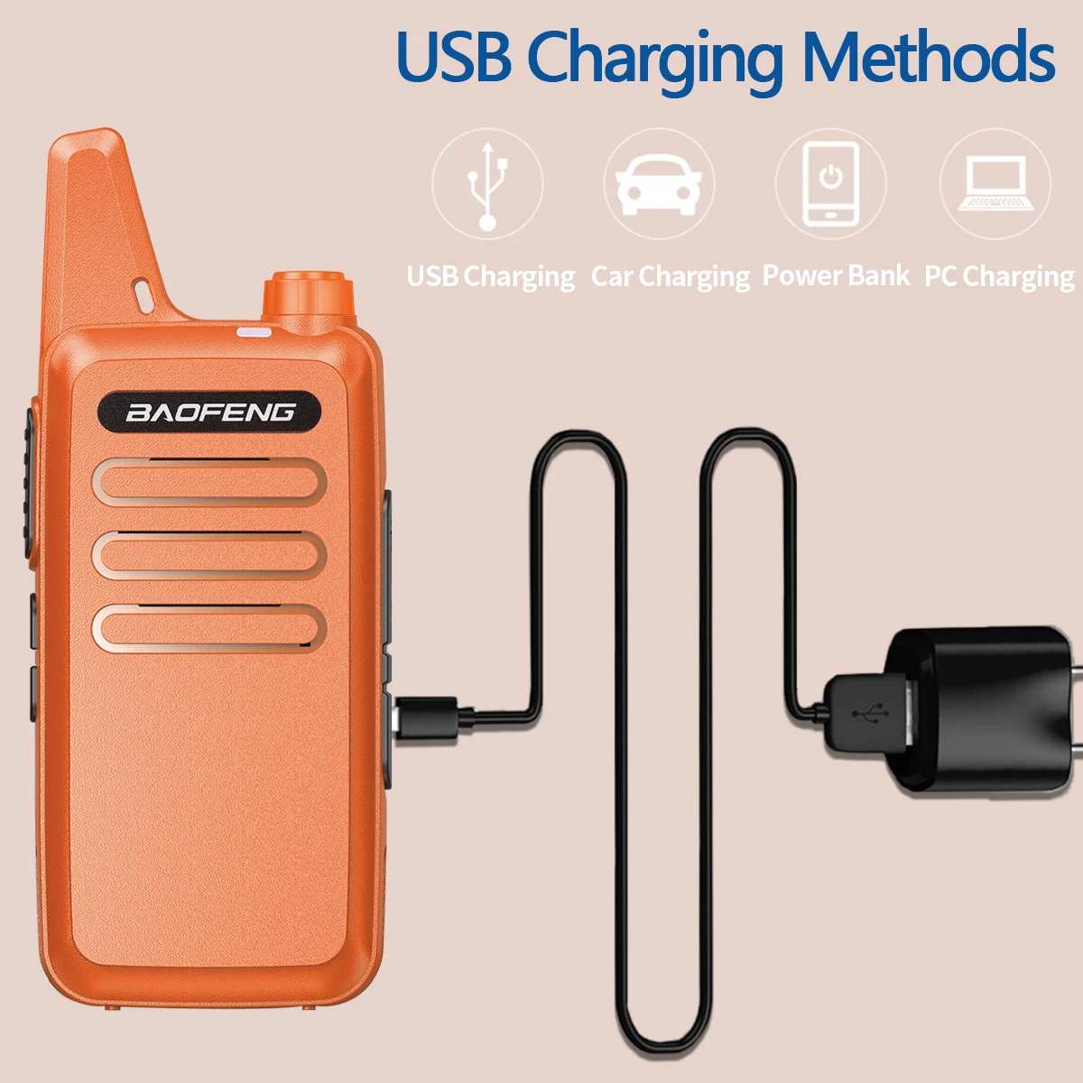 Baofeng BF-T20 Mini Walkie Talkie – Radio bidireccional recargable UHF 400-470MHz para camping (1/2/4)
