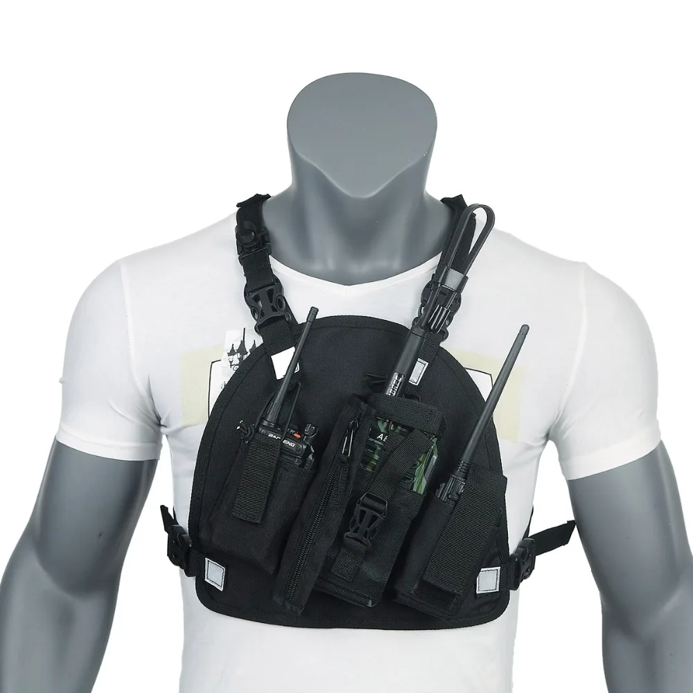 Baofeng Double Radio Shoulder Holster Vest Rig - Essential Chest Harness for Two Way Radio and