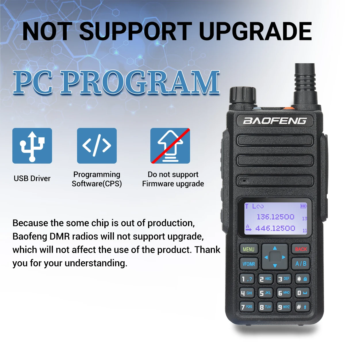Baofeng DR-1801 Dual Band DMR Walkie Talkie - Long Range UHF DM-1801 Ham Radio with Dual Time S