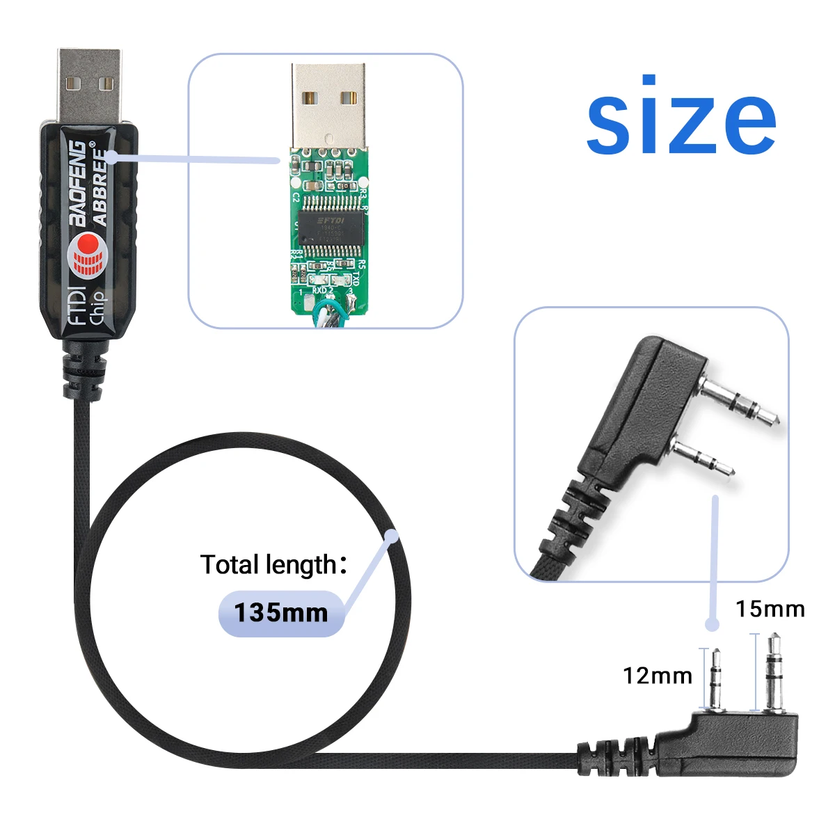 Baofeng FTDI USB Programming Cable for UV-5R, BF-888S & Quansheng Ham Radios – Plug and Play So