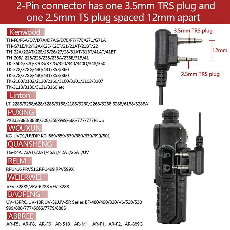 سماعة رأس بميكروفون PTT من Baofeng لجهازي UV-5R وBF-888S - ملحق فاخر لأجهزة اللاسلكي ثنائية الاتجاه