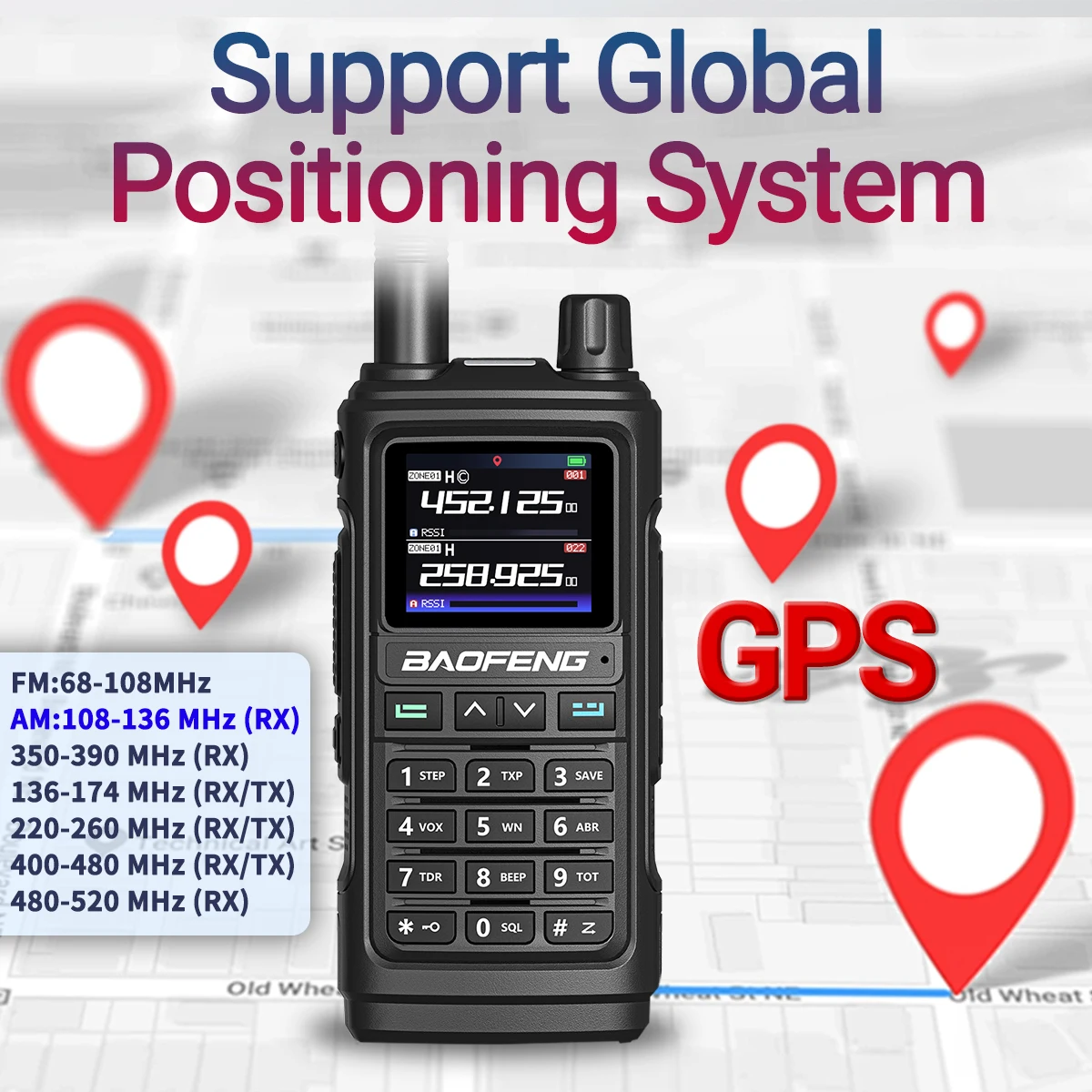 Baofeng UV-17 PRO Walkie Talkie GPS con banda aérea - Frecuencia dual NOAA, DTMF, Type-C para UV-5R y K5