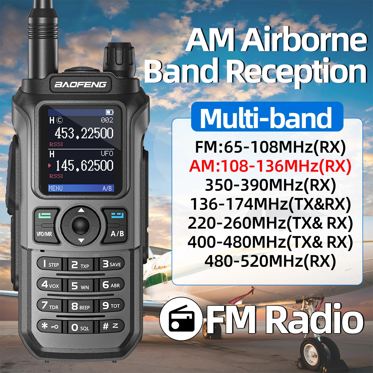 Baofeng UV-21 Pro Walkie Talkie Multi Band Copie de fréquence sans fil Long Range 999CH NOAA High P