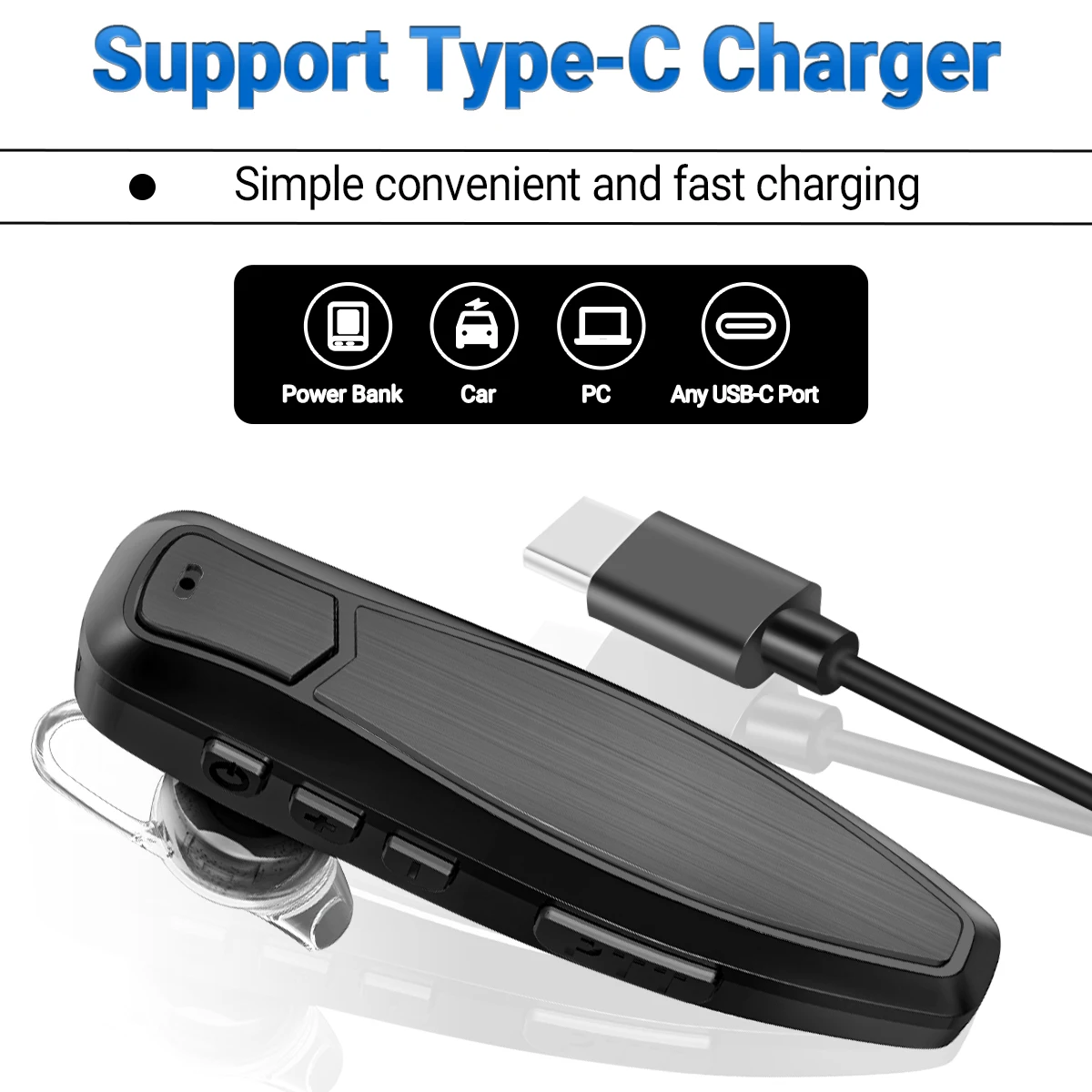 Baofeng Walkie Talkie Bluetooth PTT Headset Earpiece - Hands-Free K Plug for Kenwood UV-5R & BF