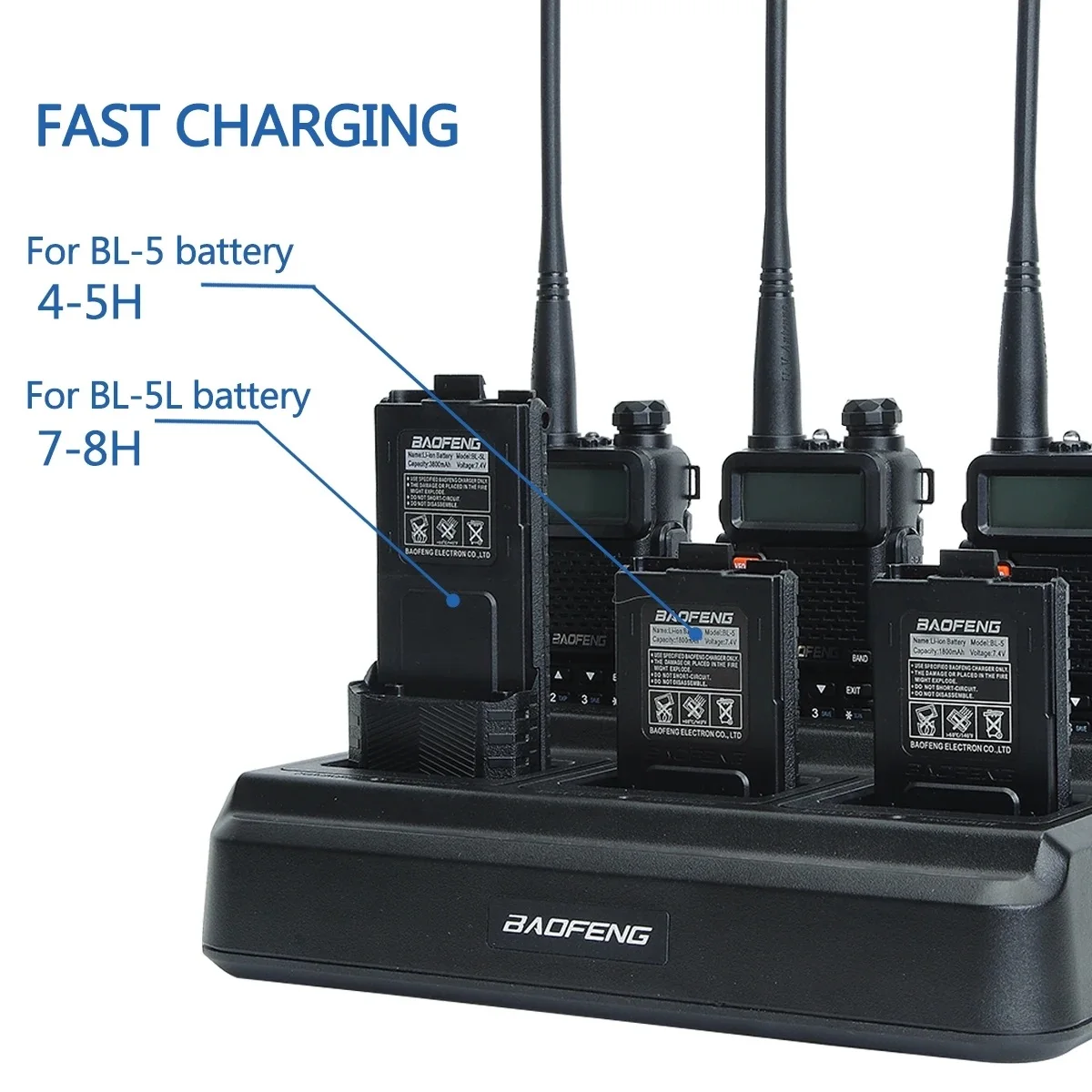 Chargeur Baofeng UV-5R 6 postes | Chargeur multi-appareils pour talkies-walkies UV-5RA UV-5RB UV-5RE | Compatible EU/US
