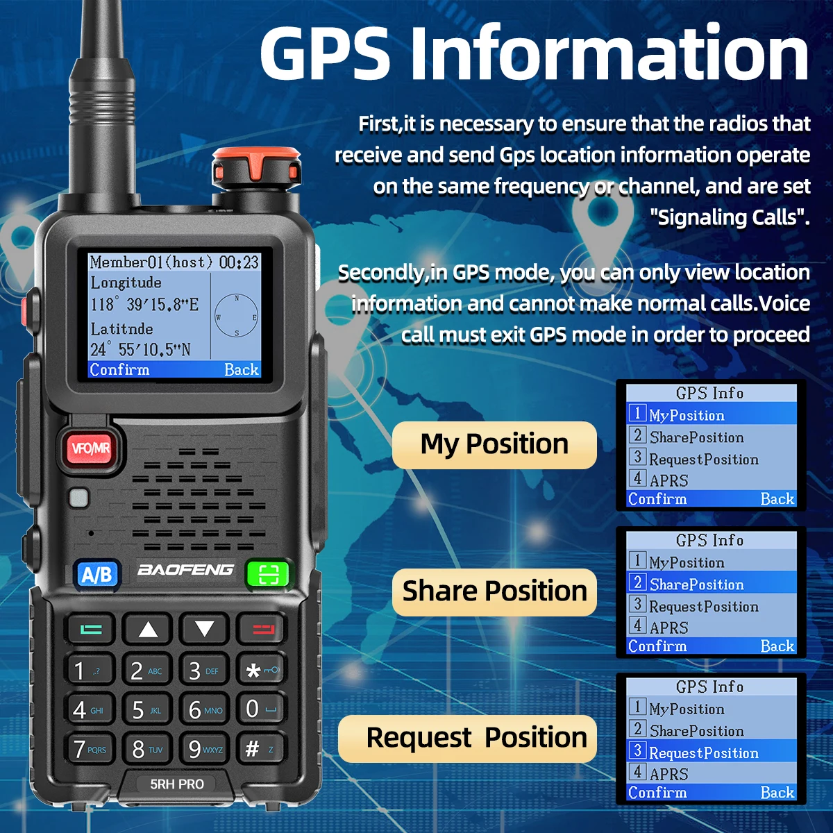 BAOFENG UV-5RH PRO MAX GPS Walkie-Talkie - Multiband-Amateurfunkgerät mit Type-C, NOAA-Wetterwarnungen und Frequenzübernahme