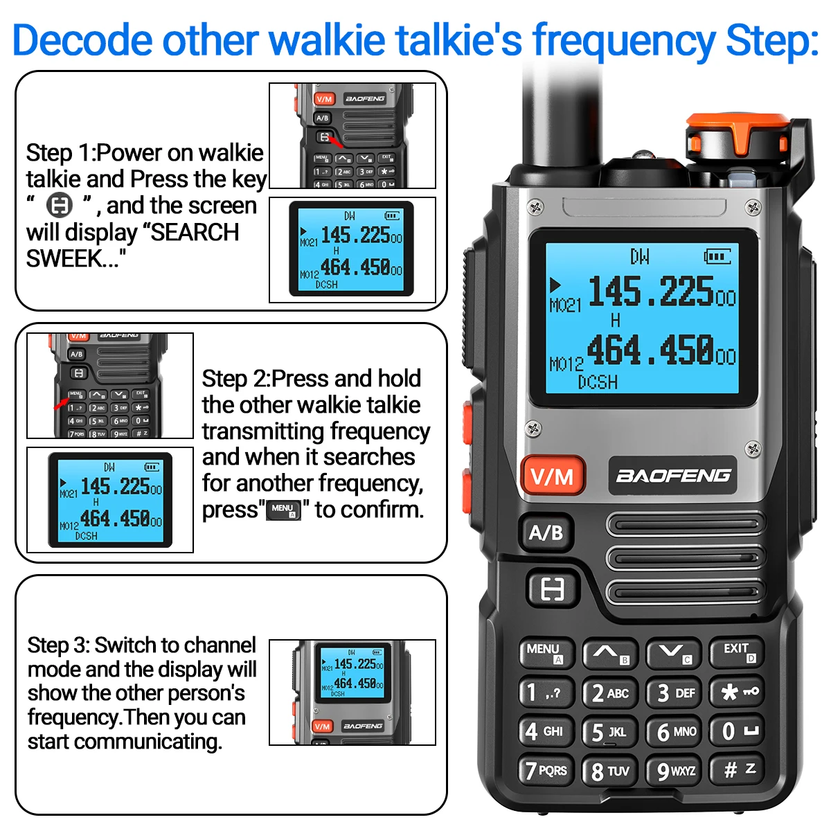 Baofeng UV-K61 Walkie Talkie | Multi Band UHF VHF Ham Radio with 999 Channels & Type-C Charger