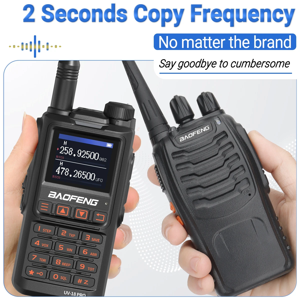 Baofeng UV18 Pro Walkie Talkie - 10W Long Range VHF UHF Two Way Radio with 999 Channels & NOAA