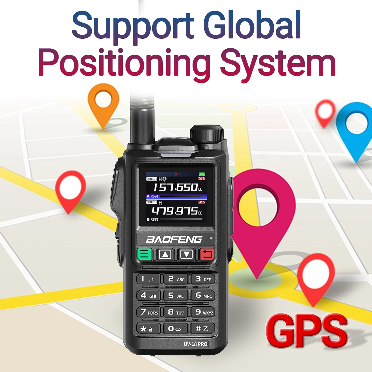 Walkie Talkie Baofeng UV18 PRO MAX GPS Air Band - Rádio Ham de 10W de longo alcance para caça e aventuras ao ar livre