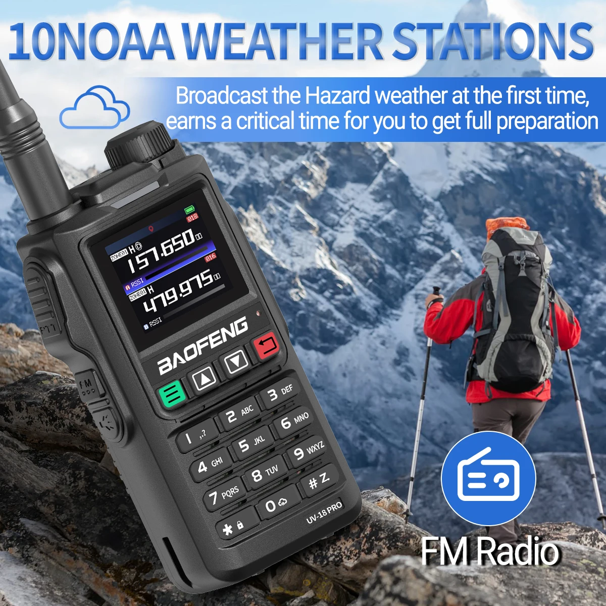 Walkie Talkie Baofeng UV18 PRO MAX GPS Air Band - Rádio Ham de 10W de longo alcance para caça e aventuras ao ar livre