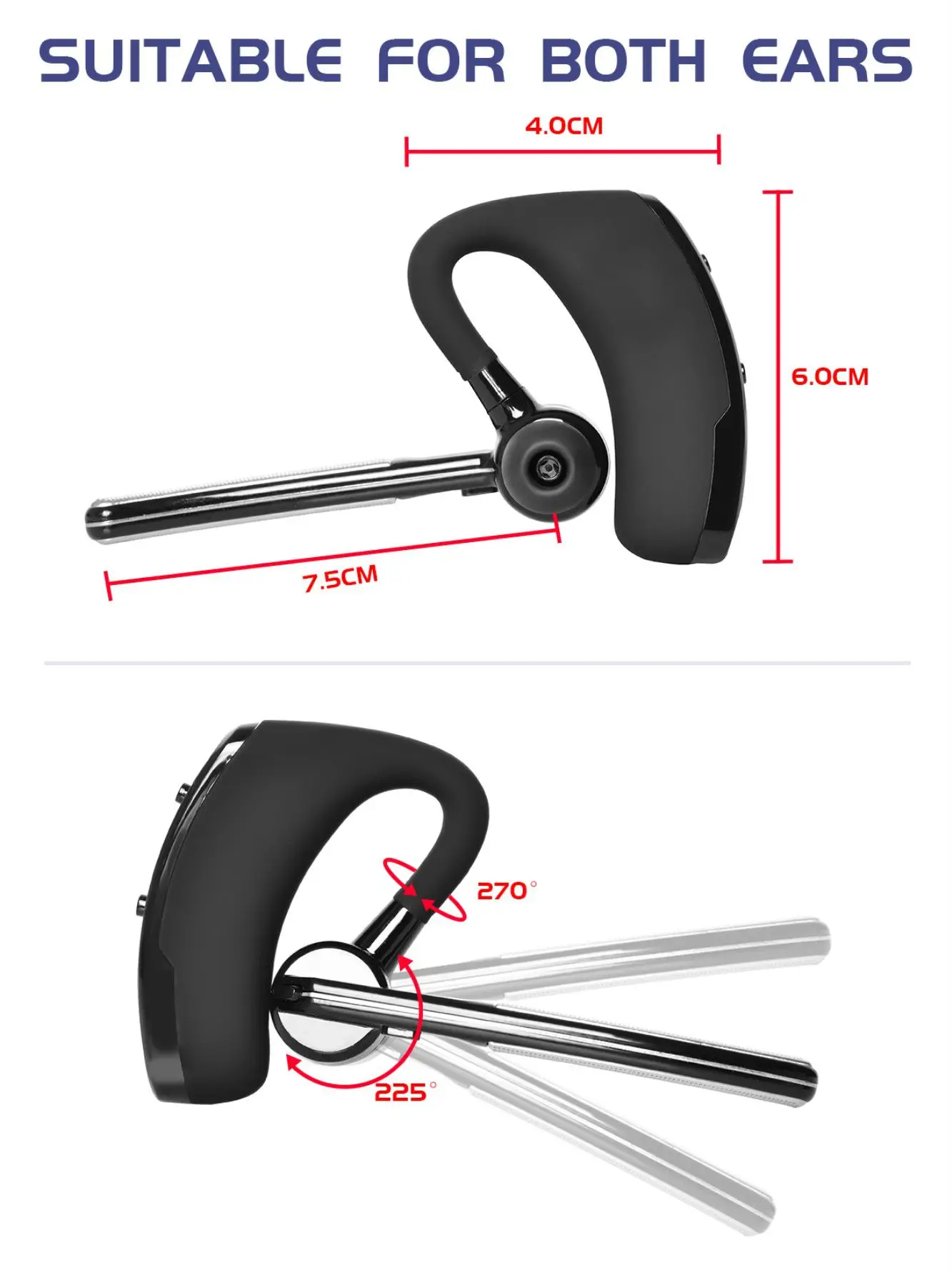 Walkie Talkie Wireless Earphone, Bluetooth Headset, Two Way Radio, BT Headphone, Earpiece for H