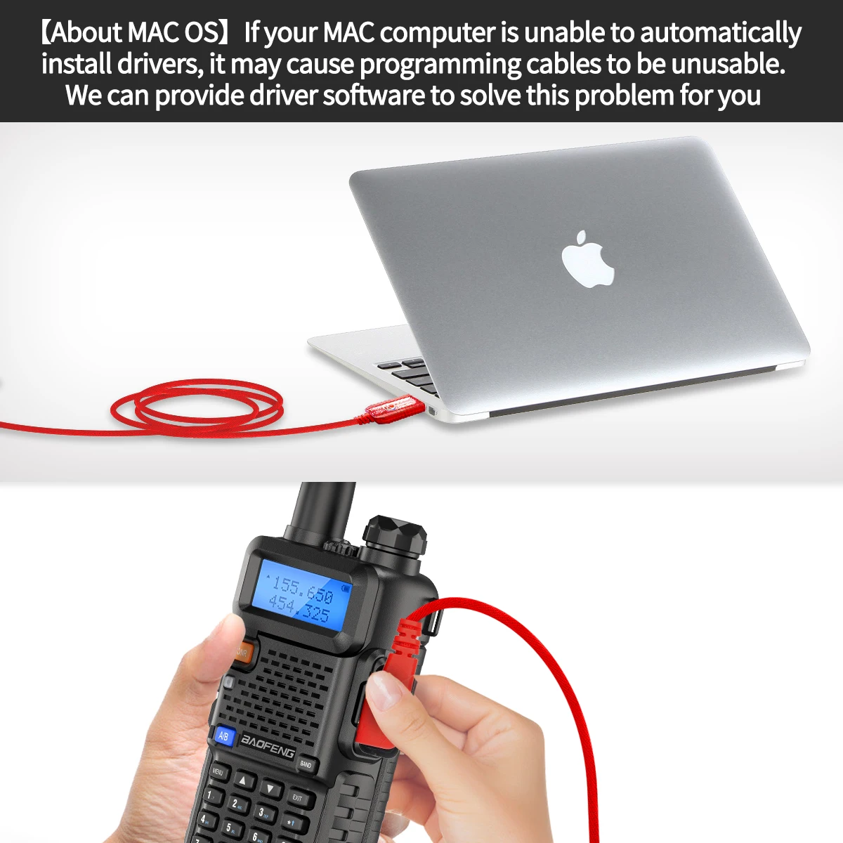 FTDI Chip USB Programming Cable for Baofeng UV-5R & Quansheng Walkie Talkies - Free Driver & CD