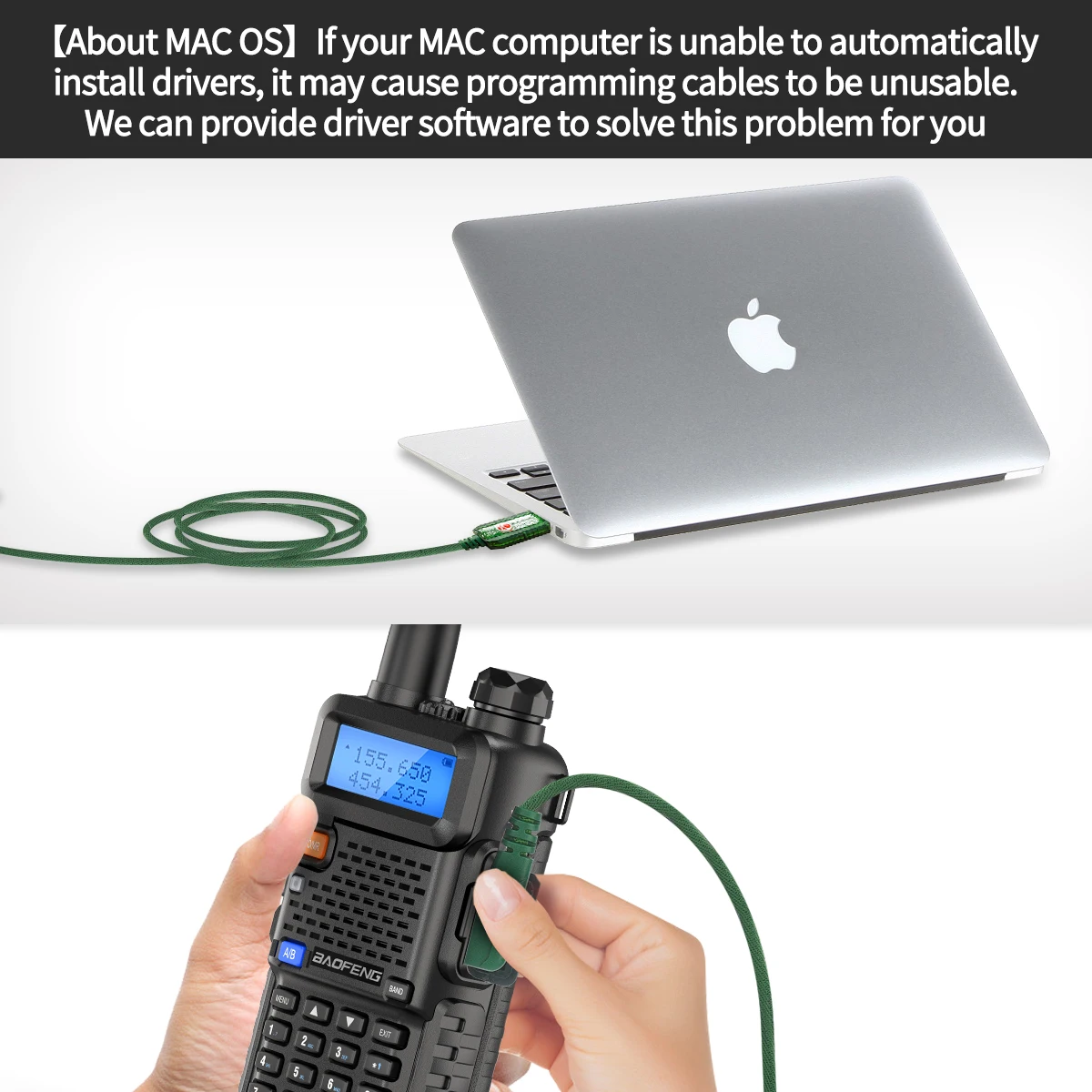 FTDI Chip USB Programming Cable for Baofeng UV-5R & Quansheng Walkie Talkies - Free Driver & CD