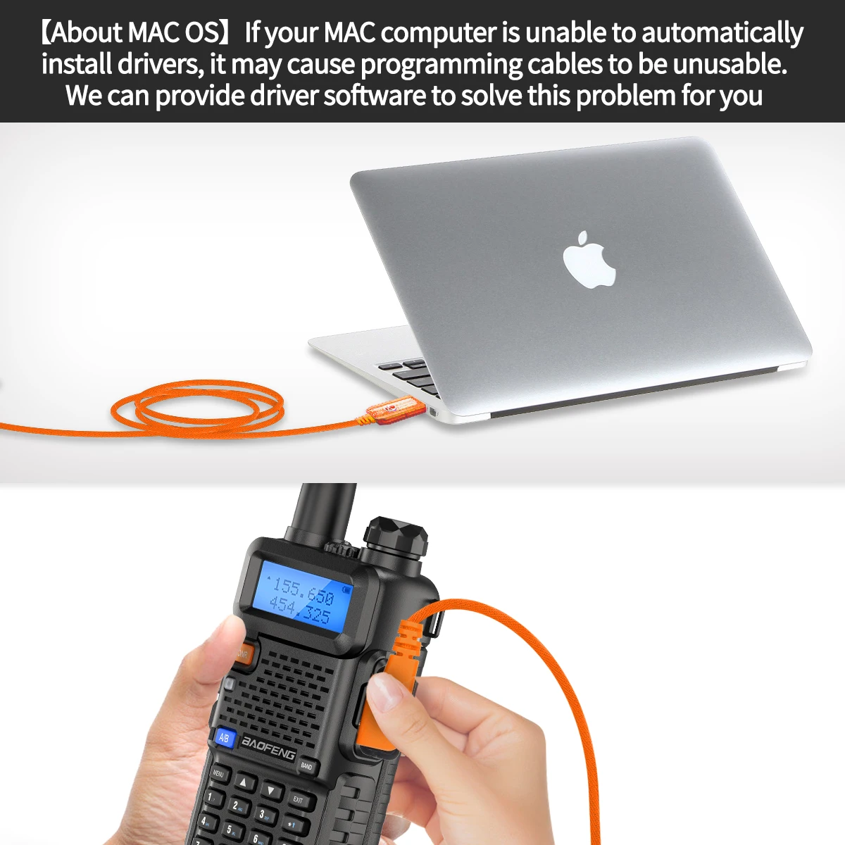 FTDI Chip USB Programming Cable for Baofeng UV-5R & Quansheng Walkie Talkies - Free Driver & CD