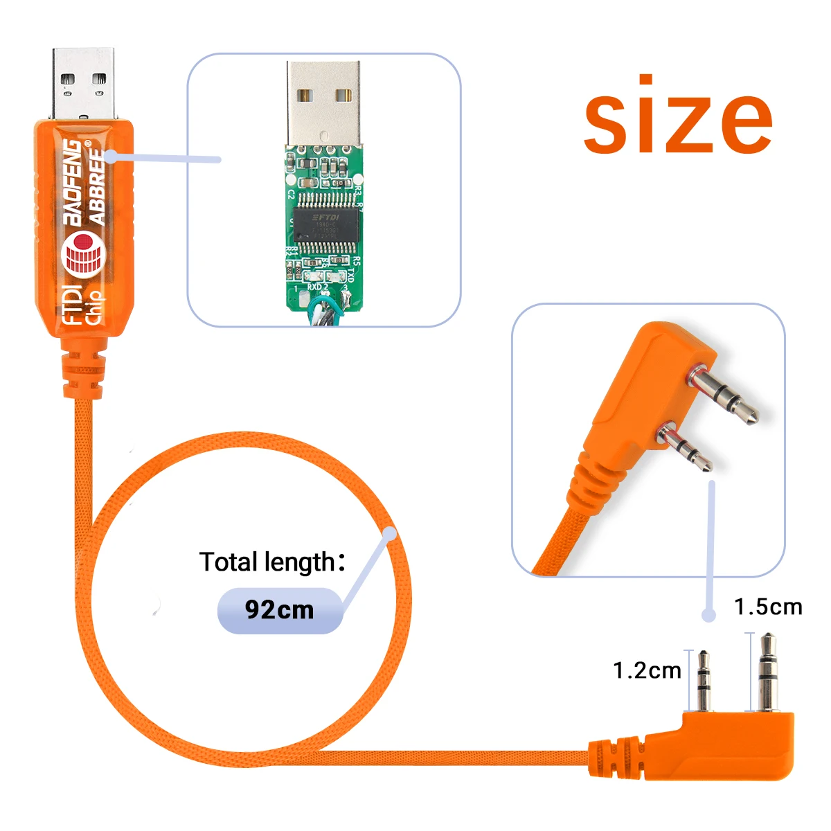 FTDI Chip USB Programming Cable for Baofeng UV-5R & Quansheng Walkie Talkies - Free Driver & CD