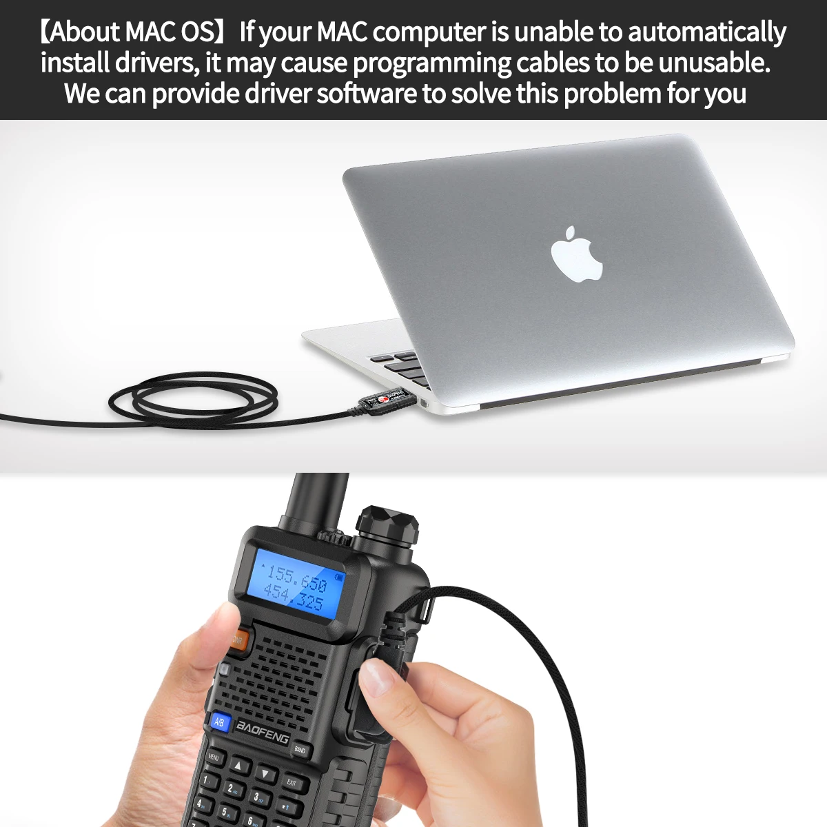 FTDI Chip USB Programming Cable for Baofeng UV-5R & Quansheng Walkie Talkies - Free Driver & CD