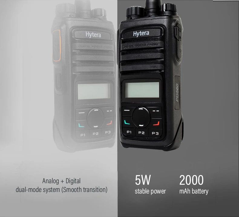 Hytera-PD560 Digital Walkie Talkie, Waterproof, Dustproof, Analog, Dual-Mode, Speech Encryption