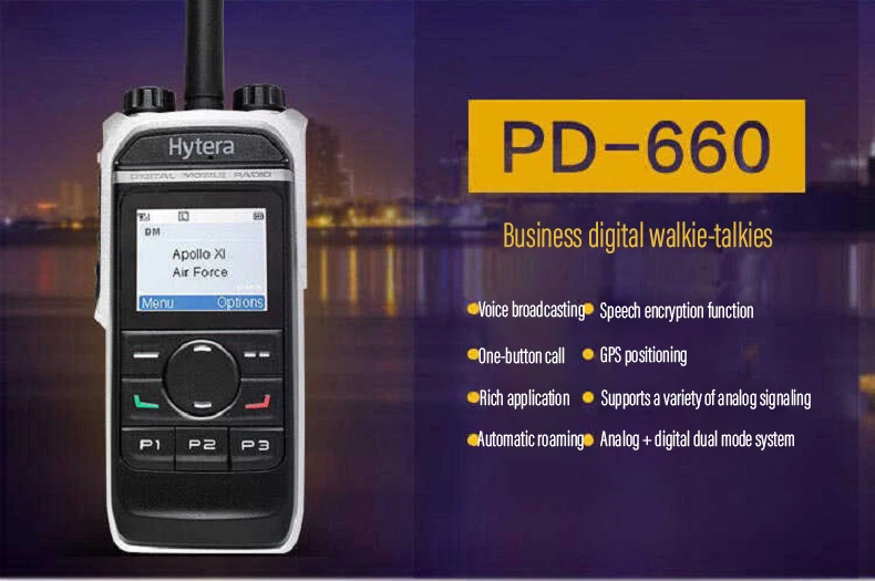 Hytera-Professional Portable Walkie-talkie for Hotel Business, PD660, CD50, W05, 10km, Waterpro