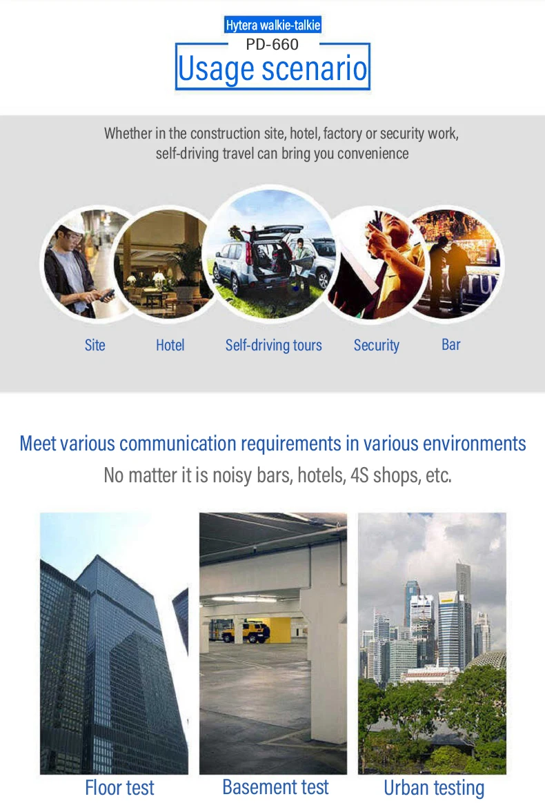 Hytera-Professional Portable Walkie-talkie for Hotel Business, PD660, CD50, W05, 10km, Waterpro