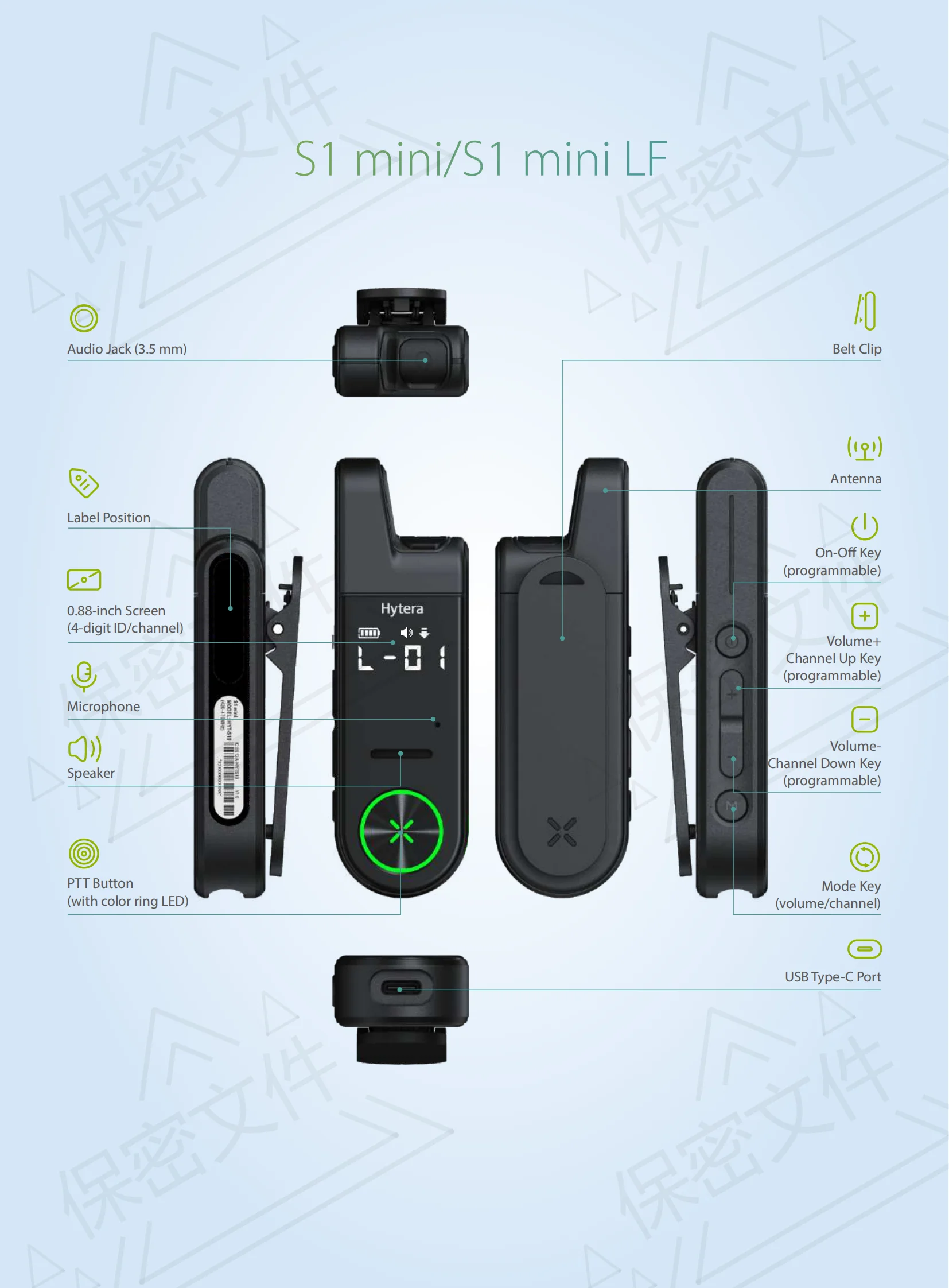 Original Hytera S1 mini Compact Collar Clip type Mini Walkie Talkie Long Range Analog Communica