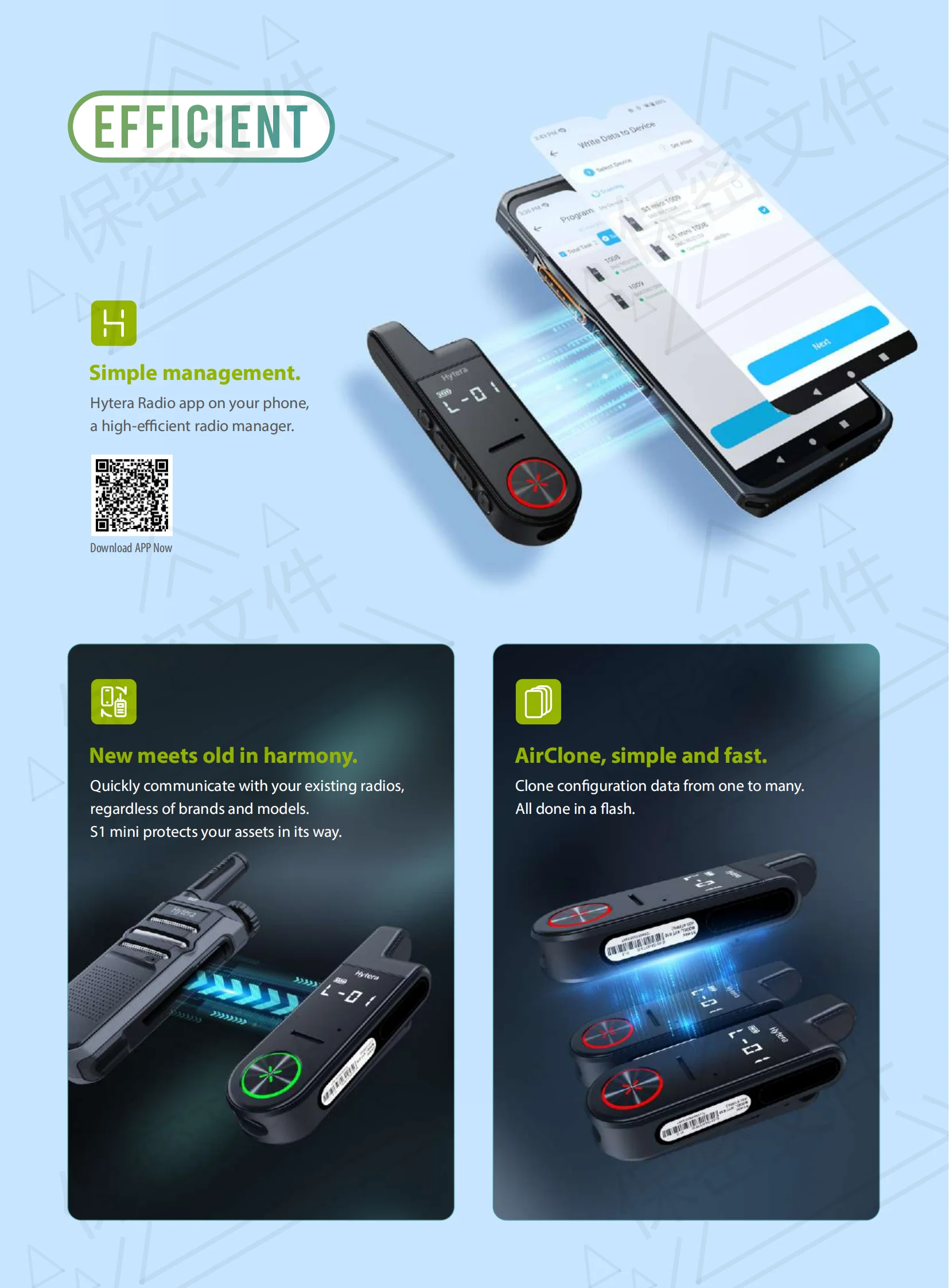 Original Hytera S1 mini Compact Collar Clip type Mini Walkie Talkie Long Range Analog Communica