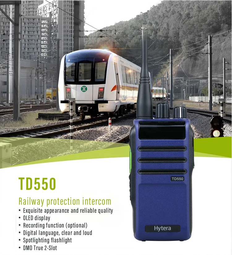 Hytera-TD550 Analog or Digital Wireless Walkie, High Power Recording Function, DMO True 2-Slot,