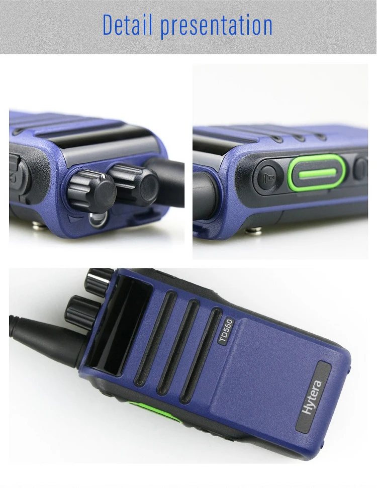 Hytera-TD550 Analog or Digital Wireless Walkie, High Power Recording Function, DMO True 2-Slot,