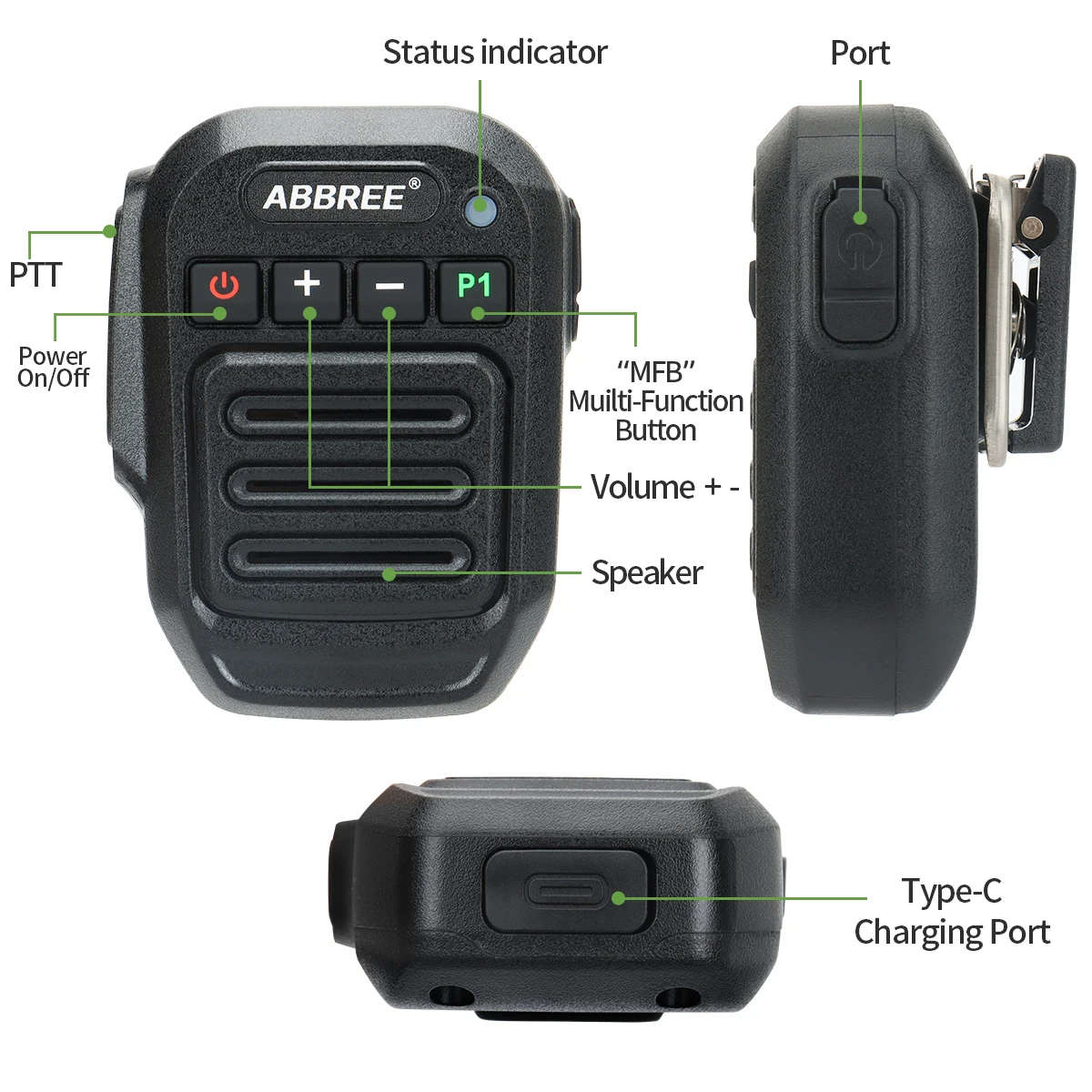 IP67 Waterproof Bluetooth Speaker Mic for Baofeng UV-5R & Quansheng Walkie Talkies – Ultimate A