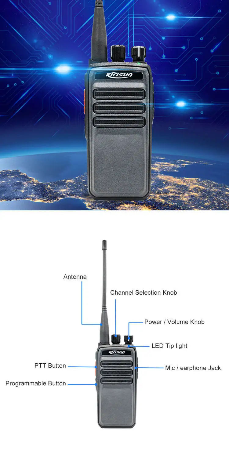 Kirisun-Long Range Dmr Digital Walkie Talkie, Two Way Radio, Voice Encryption, DP405