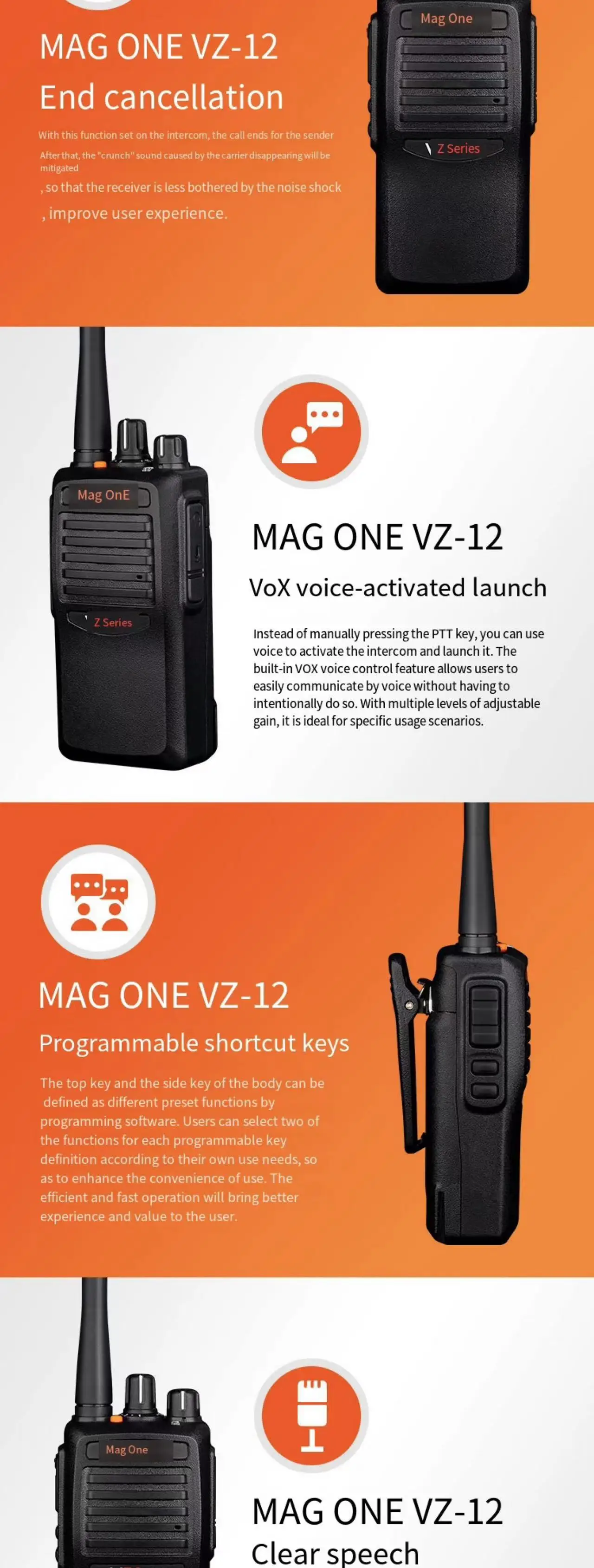 Motorola Magone VZ-12 Programmable Programmable Key, VOX Suitable for Emergency Alarm, Voice Br