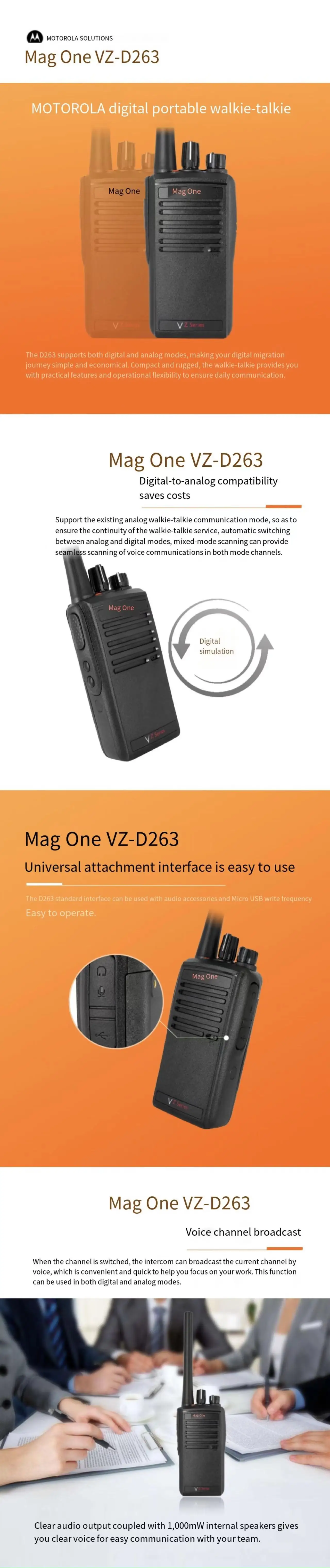 Motorola-Original Walkie-talkie VZ-D263, Suitable for Handheld Long Distance Communication, Por