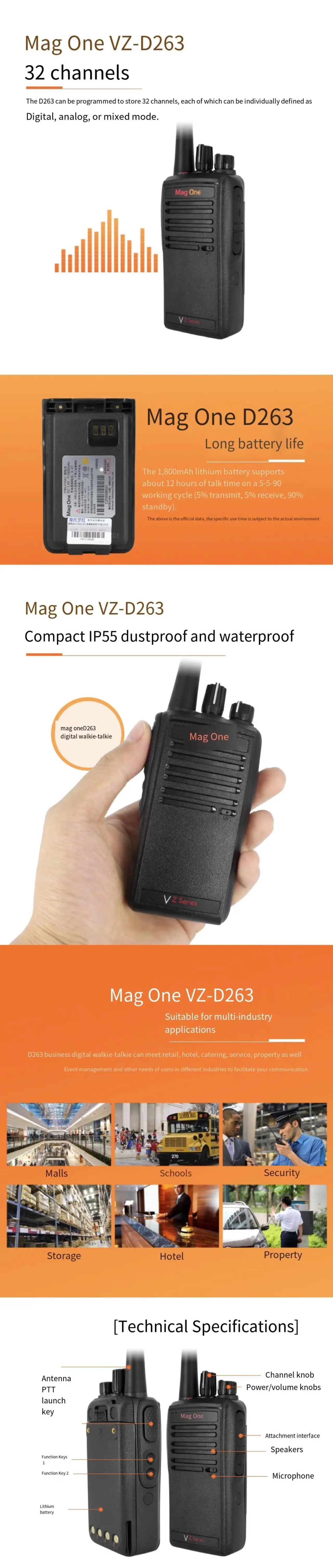 Motorola-Original Walkie-talkie VZ-D263, Suitable for Handheld Long Distance Communication, Por