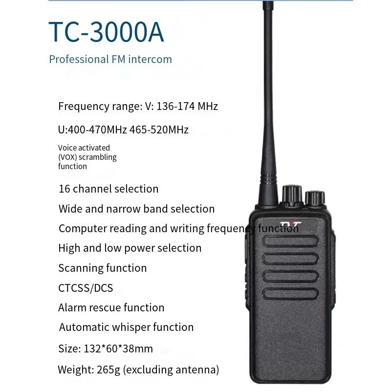 TYT TC-3000A Handheld Walkie Talkie/Two Way Radio UHF 400-520Mhz 10W Power 3600mAh Battery COMP