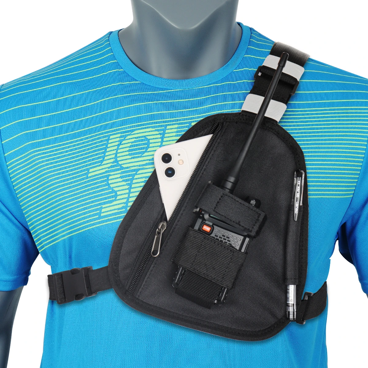 Adjustable Walkie Talkie Chest Harness Holster for Baofeng UV-5R & More | Durable Pouch Pack