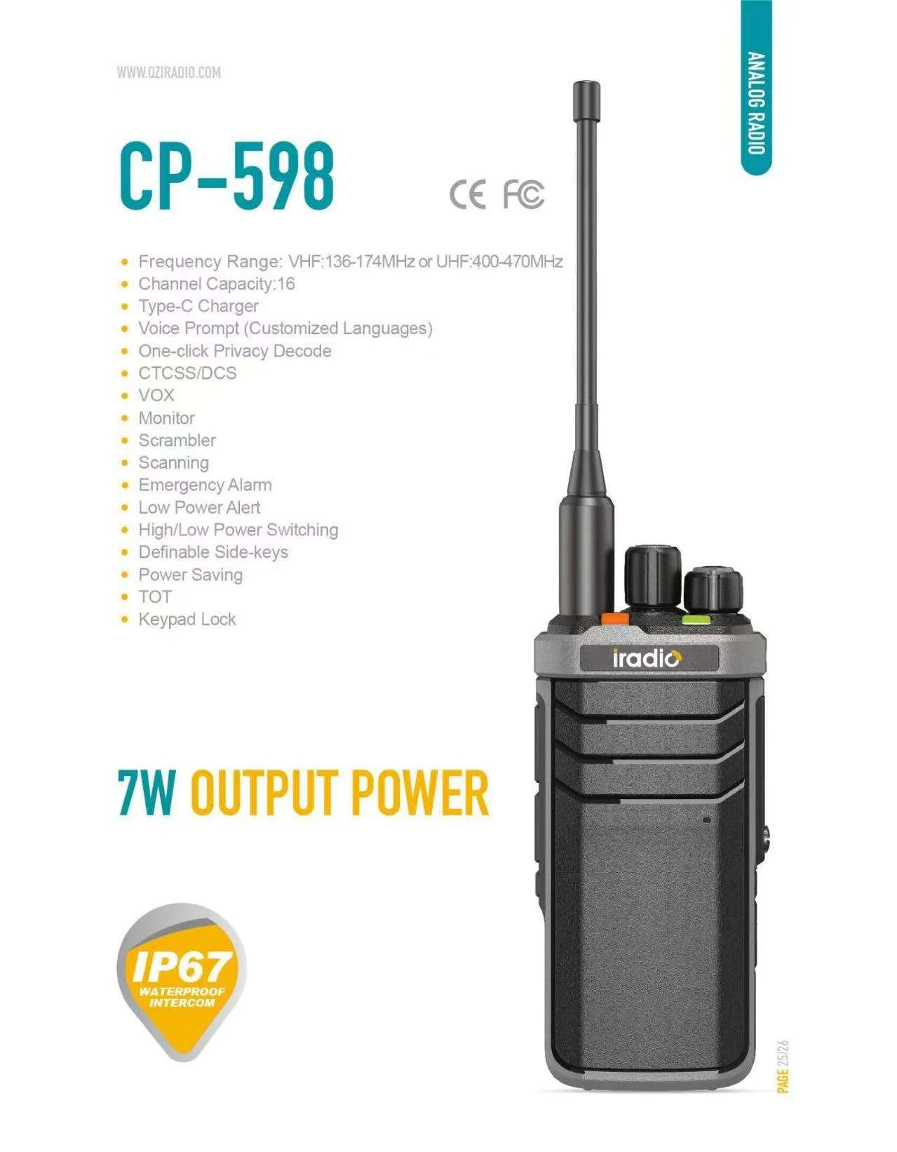 Iradio Cp-598 Two Way Radio - detail view Iradio CP-598 Two Way Radio