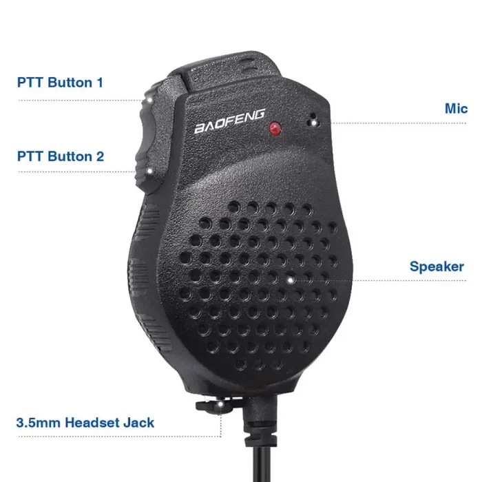 Baofeng UV-82 Dual PTT Speaker Mic - Enhanced Audio for UV-8D & BF-UV82 Walkie Talkies - Image 3