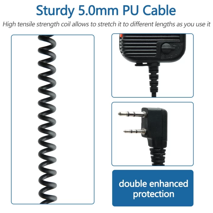 Baofeng AR-152 Tactical Speaker Mic | Adjustable Volume for UV-5R, BF-888S, UV-S9 Walkie Talkies - Image 2