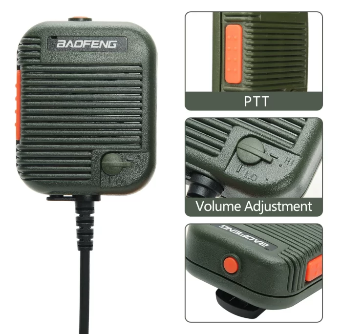 Baofeng AR-152 Tactical Remote Speaker Mic - Adjustable Volume K Plug for UV-5R S9 PLUS Walkie Talkie - Image 2